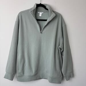 Athleta Women's Forever Fleece 1/4 Zip Sweatshirt Light Green Medium